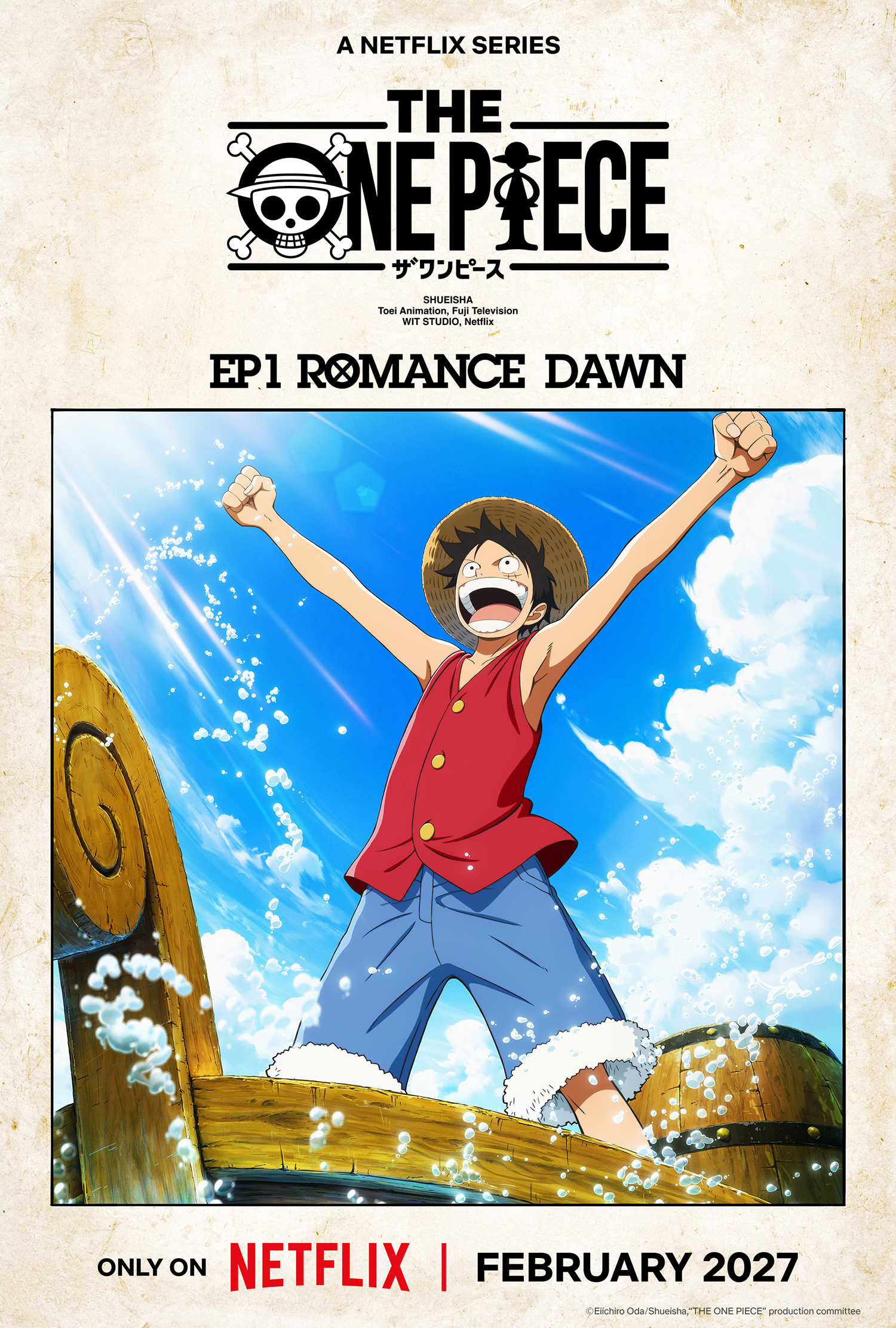 Pôster oficial do primeiro episódio de The One Piece remake - Romance Dawn