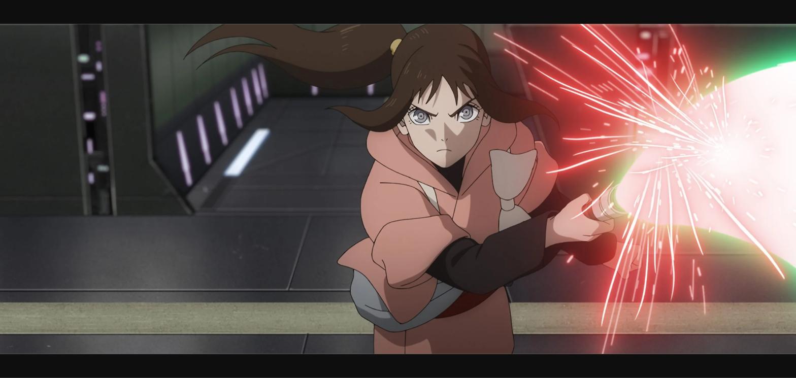 Lah Kara empunhando um sabre de luz em Star Wars: Visions Apresenta O Nono Jedi