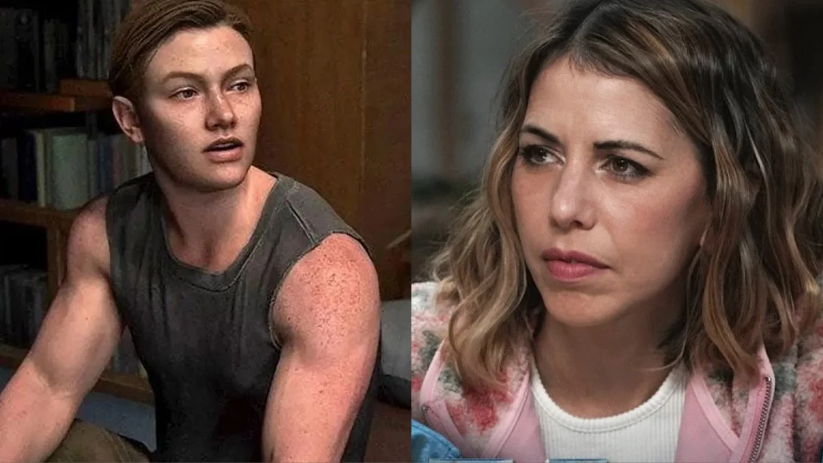 Abby em The Last of Us Part II ao lado de Laura Bailey, que deu voz à personagem nos jogos