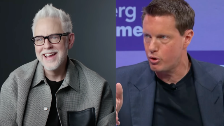 James Gunn e David Ellison lado a lado, em montagem sobre o futuro da DC Studios