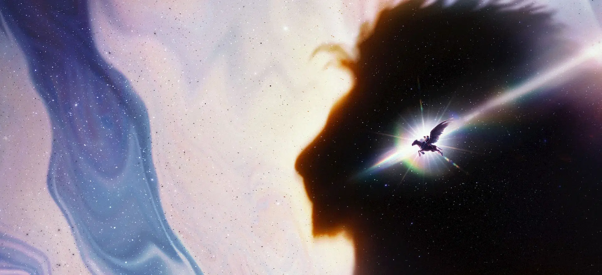 Arte widescreen de Nárnia: O Sobrinho do Mago com uma nebulosa marmorizada