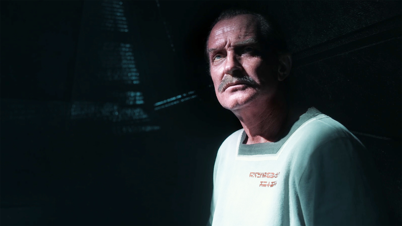 Sinestro, interpretado por Ulrich Thomsen, na prisão em Lanternas